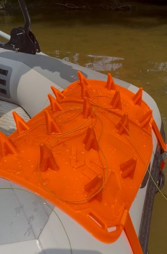 A launch pad drift mounted on a raft